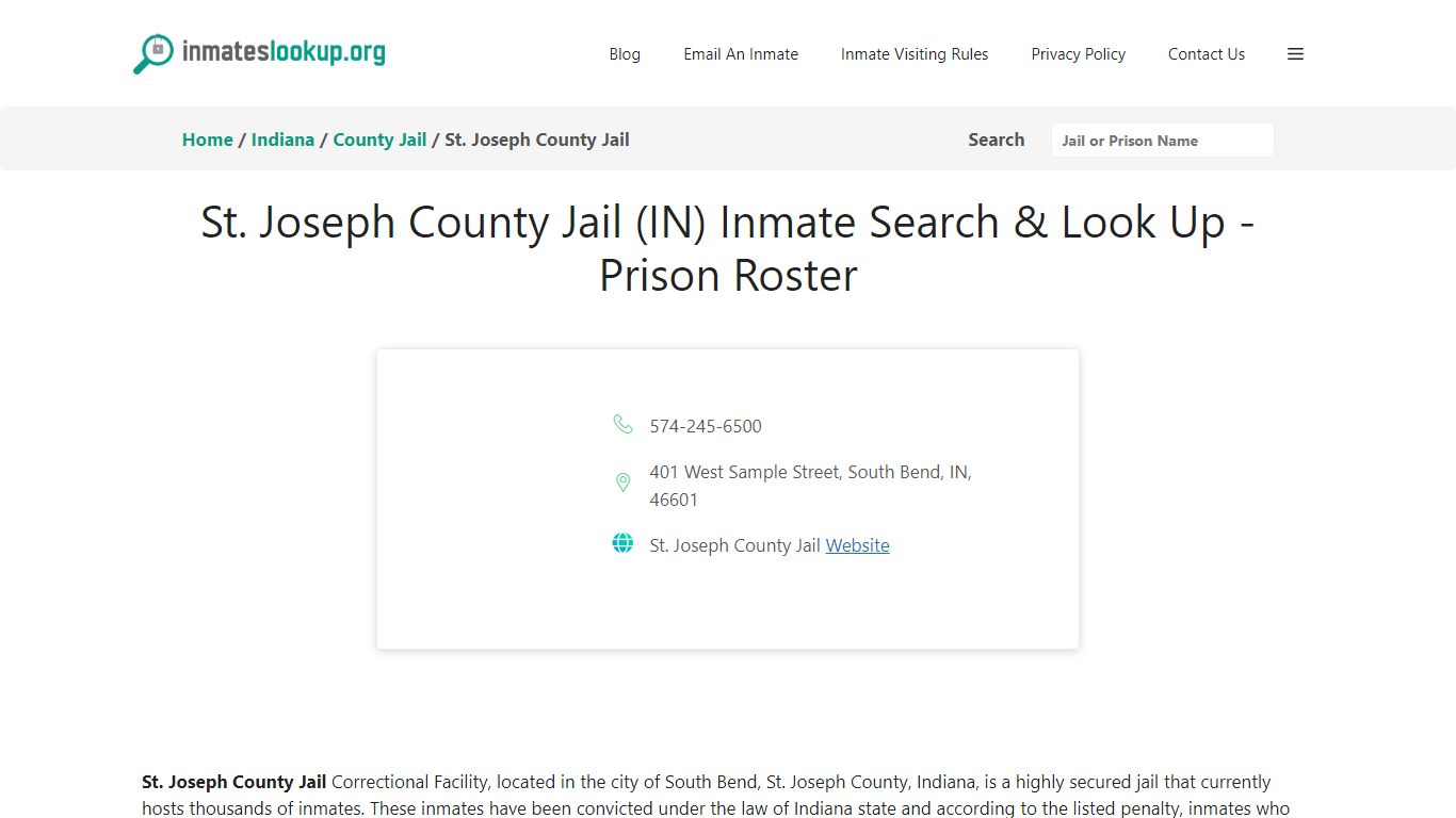 St. Joseph County Jail (IN) Inmate Search & Look Up - Prison Roster